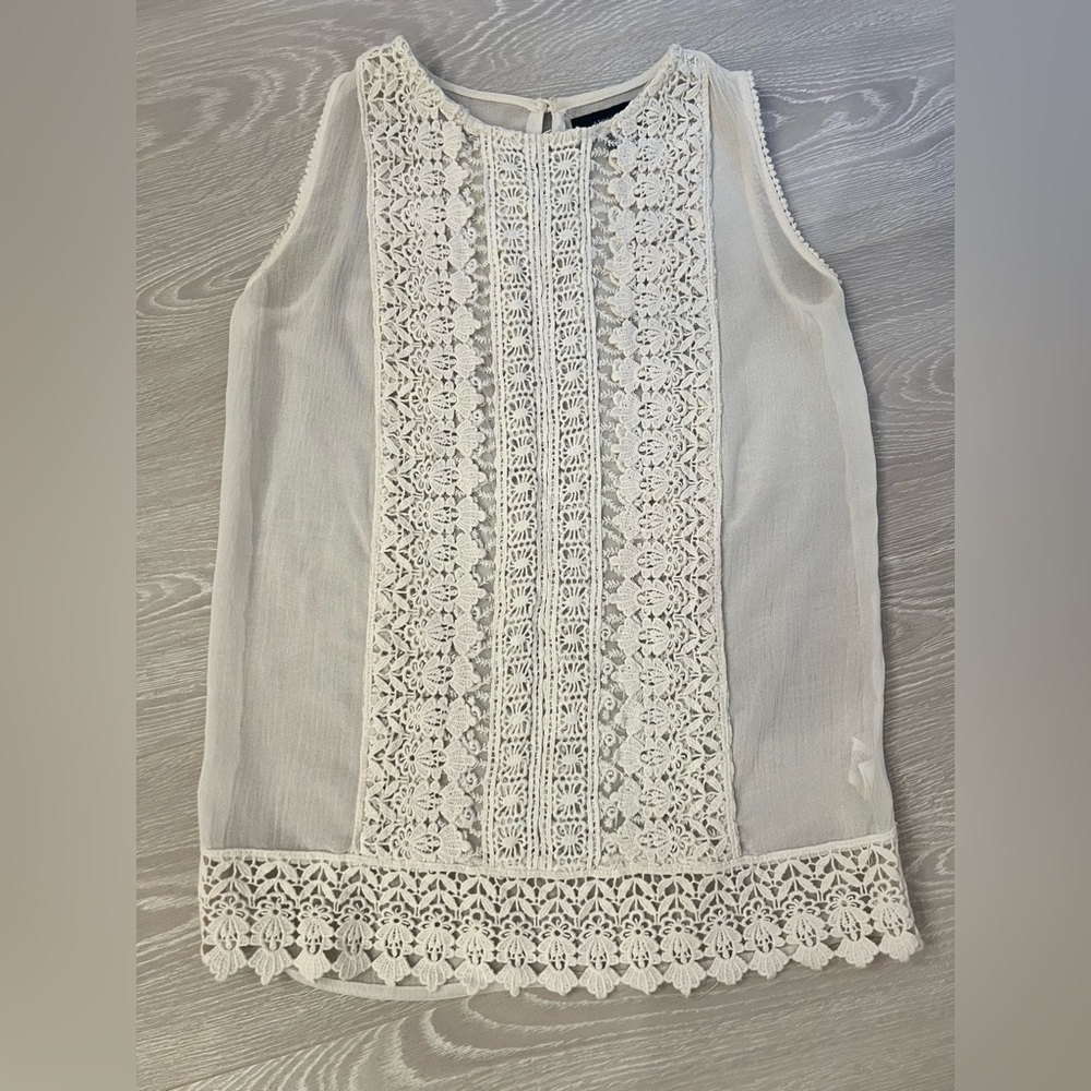 Cream Lace Blouse Sleeveless Blouse Size 2
